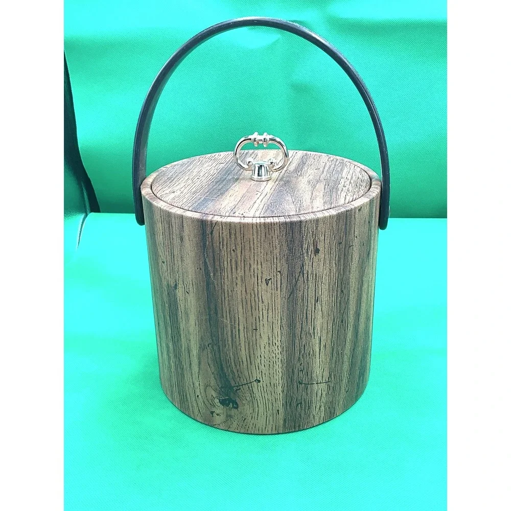Vintage Wood Ice Bucket‎ - Mid-Century Modern Style-Retro